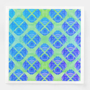 Serviette En Papier Turquoise, Violet, Motif Boho Vert Peacocks