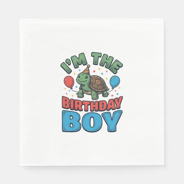 Serviette En Papier Turtle garçon d'anniversaire conception de chemise (Devant)