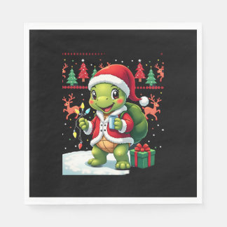 Serviette En Papier Turtle Xmas Lights Ugly Santa Turtle Christmas Tan