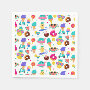 Serviette En Papier Tutti Fruitti Glaces de Fruits d'Été pour Fête