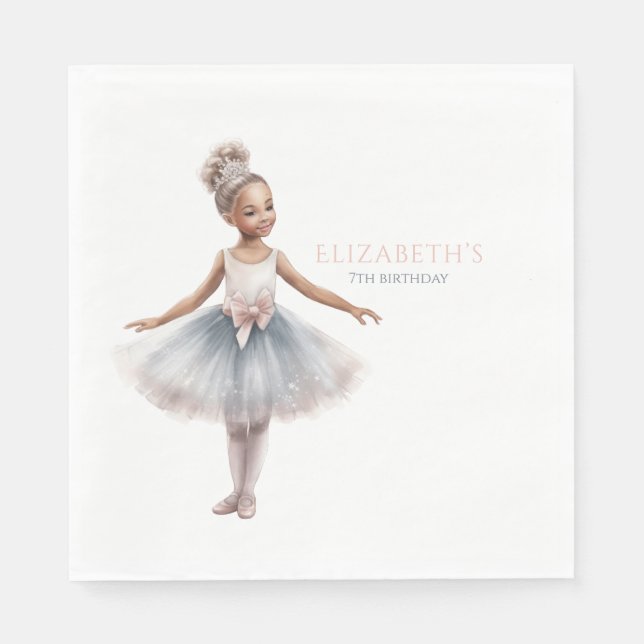 Serviette En Papier Tutu Cute Elegant Ballerina Aquarelle Anniversaire (Devant)