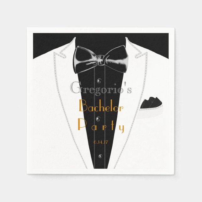 Serviette En Papier Tuxedo blanc (Devant)