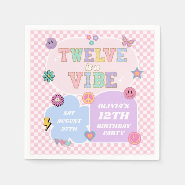 Serviette En Papier Twelve Est Un Vibe Preppy Patch 12ème Anniversaire (Devant)