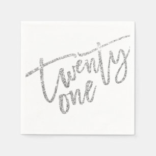 Serviette En Papier TWENTY-ONE script moderne glam argent parties scin