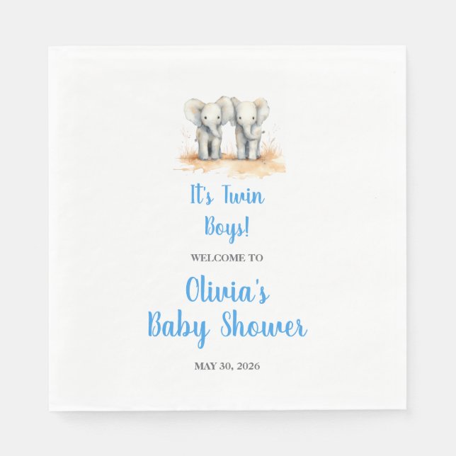 Serviette En Papier Twin Baby Shower Napkins (Devant)
