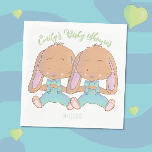 Serviette En Papier Twin Bunnies Baby shower Livre blanc Napkin