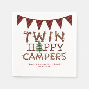 Serviette En Papier Twin Happy Campers Forest Woodland fête d'annivers