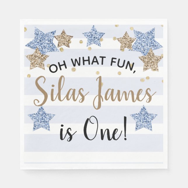 Serviette En Papier Twinkle Little Star 1er Anniversaire Blue Gold Nap (Devant)