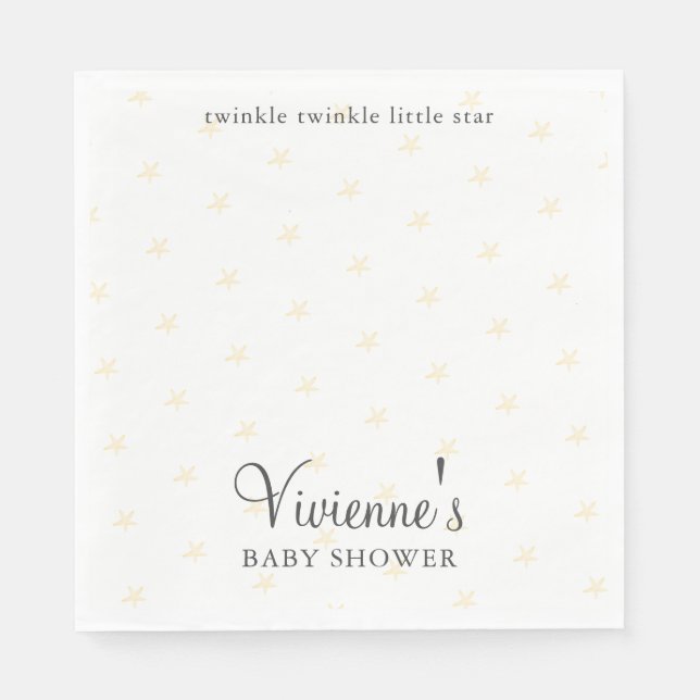 Serviette En Papier Twinkle Little Star Baby shower blanc et gris (Devant)