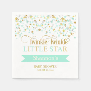 Serviette En Papier Twinkle Little Star Baby Shower Vert Menthe Or