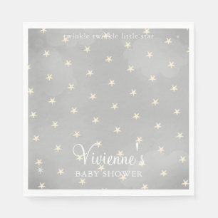 Serviette En Papier Twinkle Little Star Gris Baby shower