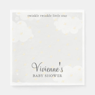 Serviette En Papier Twinkle Little Star Gris Baby shower