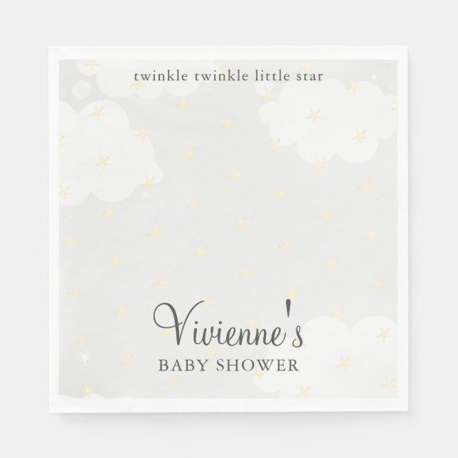 Serviette En Papier Twinkle Little Star Gris Baby shower (Devant)