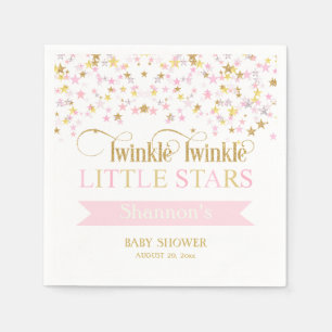 Serviette En Papier Twinkle Little Stars Jumeaux Baby Shower Rose Gold