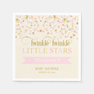 Serviette En Papier Twinkle Little Stars Twins Baby shower Rose Gold