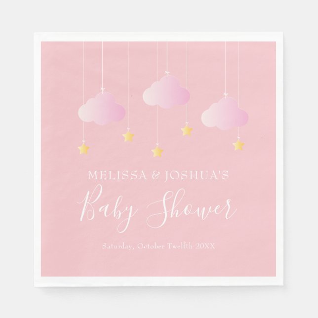 Serviette En Papier Twinkle petit baby shower étoile rose doux (Devant)