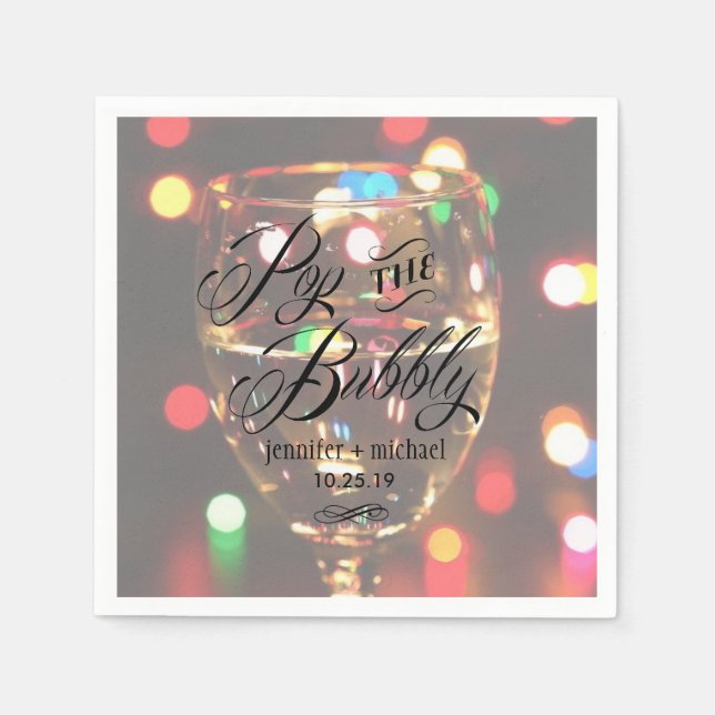 Serviette En Papier Twinkle Sparkle Bokeh Light Champagne Glass Custom (Devant)
