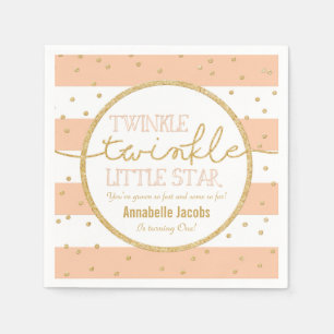 Serviette En Papier Twinkle Twinkle Coral et doré Anniversaire Napkin