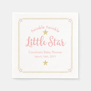 Serviette En Papier Twinkle Twinkle Little Star Baby shower rose or