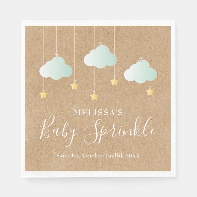 Serviette En Papier Twinkle Twinkle Little Star Baby Sprinkle Rustique (Devant)