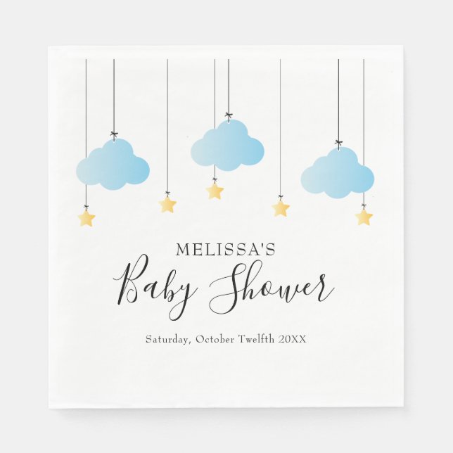 Serviette En Papier Twinkle Twinkle Little Star Garçon Bleu Baby Showe (Devant)