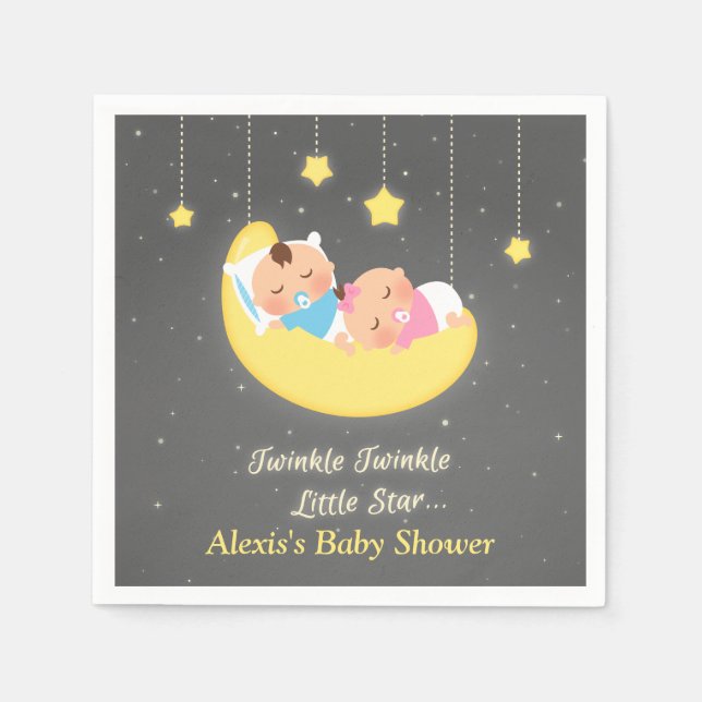 Serviette En Papier Twinkle Twinkle Little Star Twins Douche Fournitur (Devant)