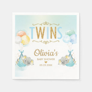 Serviette En Papier Twins Boys Elephant Balloons Baby shower