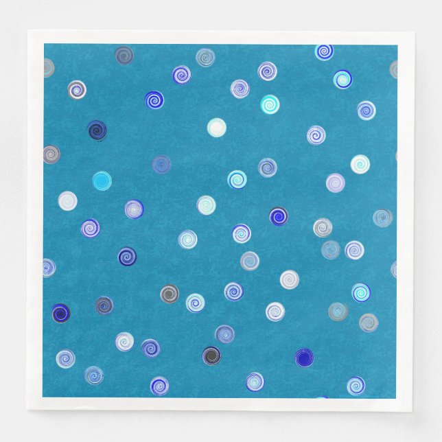 Serviette En Papier Twisty Polka Dot Spirals Blue Paper Party Napkins (Devant)