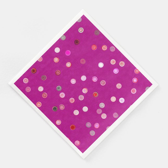 Serviette En Papier Twisty Polka Dot Spirals Pink Paper Party Napkins (Coin)