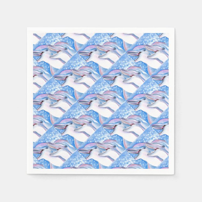 Serviette En Papier two dolphes (Devant)