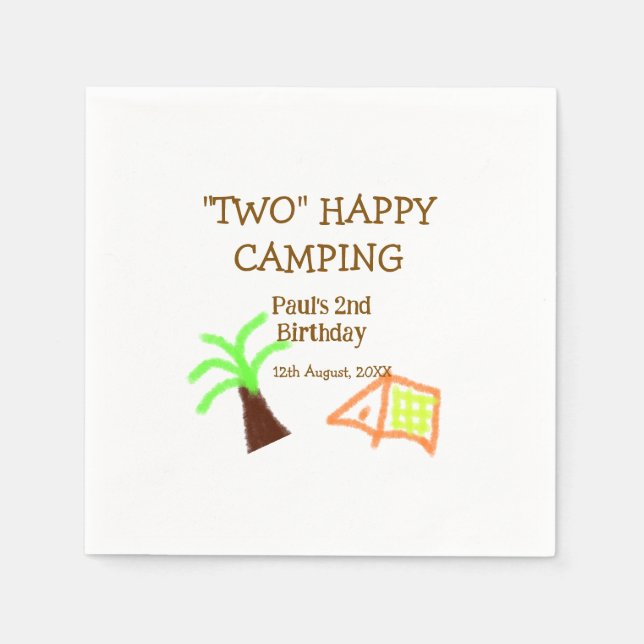 Serviette En Papier Two happy camping 2nd birthday tree camp kids (Devant)