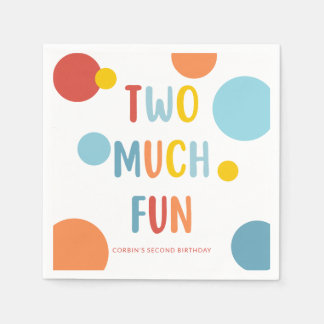 Serviette En Papier Two Much Fun Colorful 2nd Birthday Party Napkins