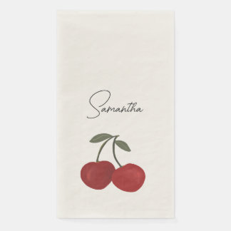Serviette En Papier Two Red Cherries Illustration | Cute Fruit Art 