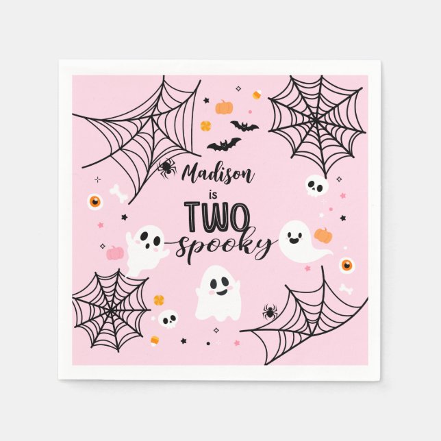 Serviette En Papier Two Spooky Cute Ghost Pink Halloween (Devant)