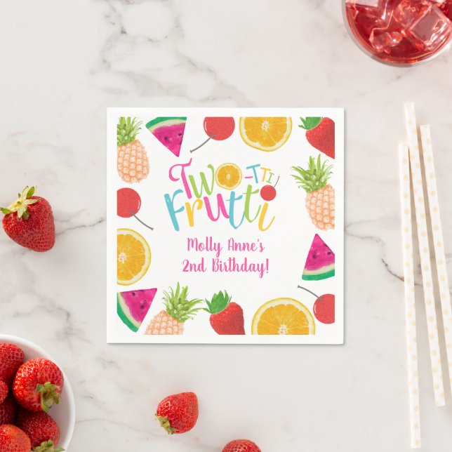 Serviette En Papier TWO-tti Frutti Tutti Frutti Fille 2e anniversaire (En situation)