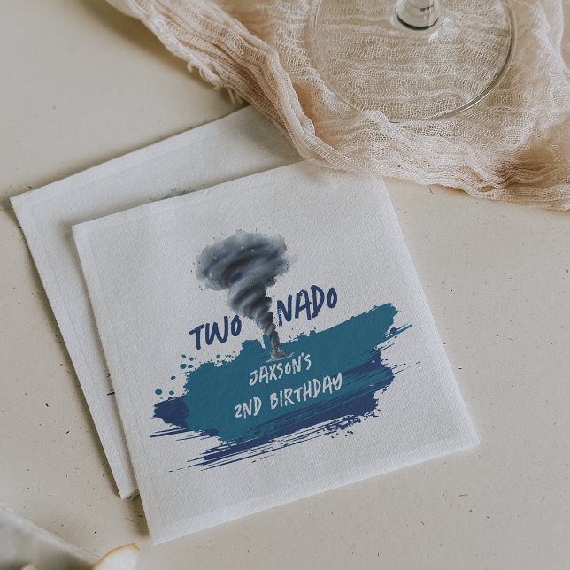 Serviette En Papier Twonado Twister Tornado Blue Grunge Birthday (Twonado Twister Tornado Blue Grunge Birthday Napkins)