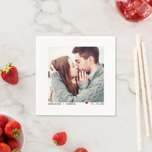 Serviette En Papier Typage noir minimaliste, Mariage du coeur rouge ph