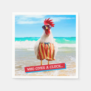 Serviette En Papier Type Chillin de coq à la plage dans des troncs de