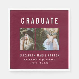 Serviette En Papier Type graduation multi photo marine bordeaux blanc