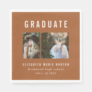 Serviette En Papier Type graduation multi photo terracotta et blanc