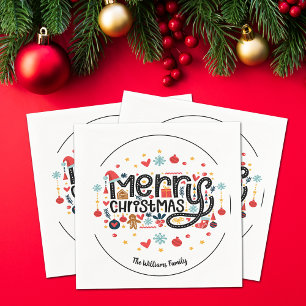 Serviette En Papier Typographe de Merry Christmas