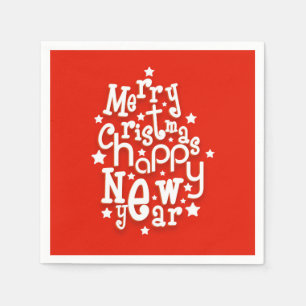 Serviette En Papier Typographie amusante Joyeux Noël Bonne année