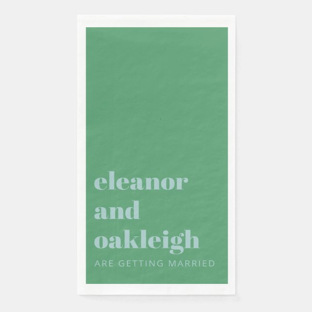 Serviette En Papier Typographie audacieuse Bright Green Blue Mariage m (Devant)