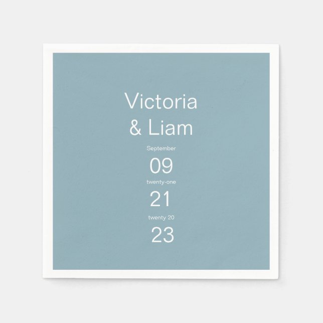 Serviette En Papier Typographie bleu moderne simple (Devant)