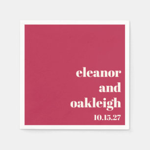 Serviette En Papier Typographie chic Magenta Rouge ivoire Mariage pers