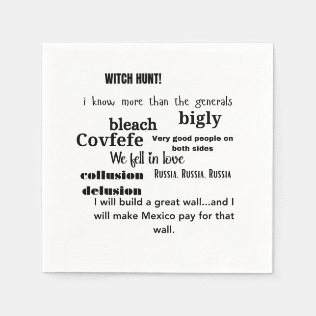 Serviette En Papier Typographie Cloud de Trump Word (Devant)