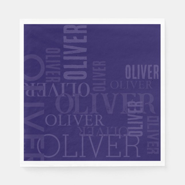 Serviette En Papier Typographie Cool en bleu foncé (Devant)