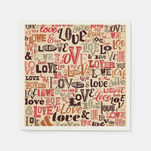 Serviette En Papier Typographie d'amour vintage (Devant)
