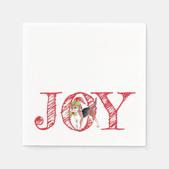 Serviette En Papier typographie de fête JOY noël chien fête (Devant)