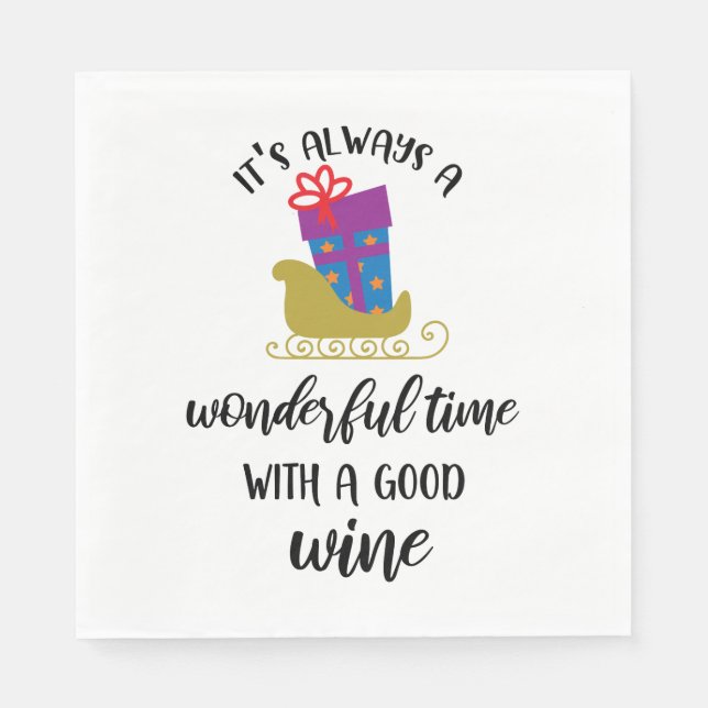 Serviette En Papier Typographie de la citation de Noël - Vin de temps  (Devant)